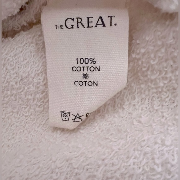 NWT THE GREAT The Shrunken Ruffle Sweatshirt in Washed White - Picture 5 of 16